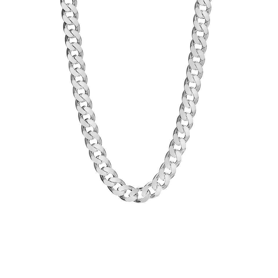 Halsl&auml;nk i &auml;kta silver 60 cm