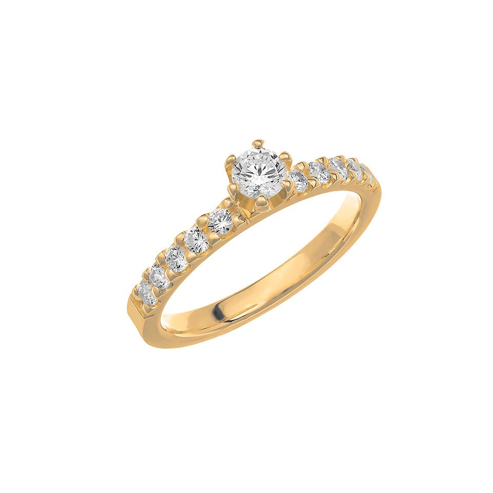 Diamantring i 18K guld, 55