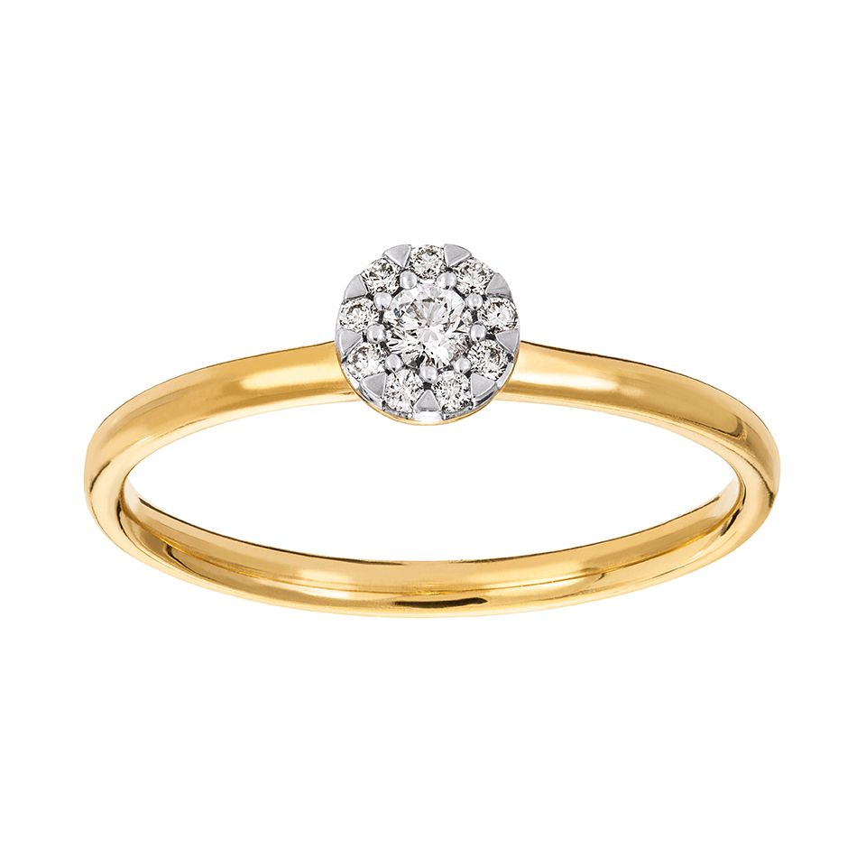Diamantring i 18K guld, 17.5