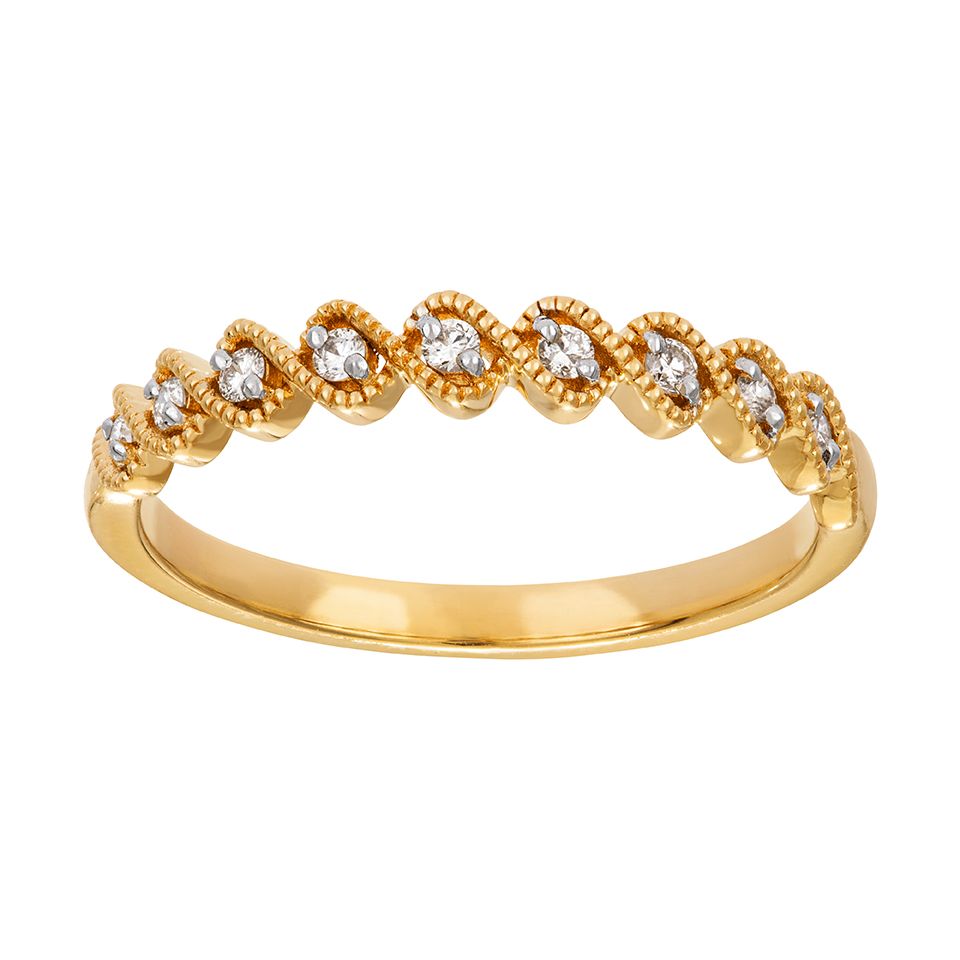 Diamantring i 18K guld, 17.5