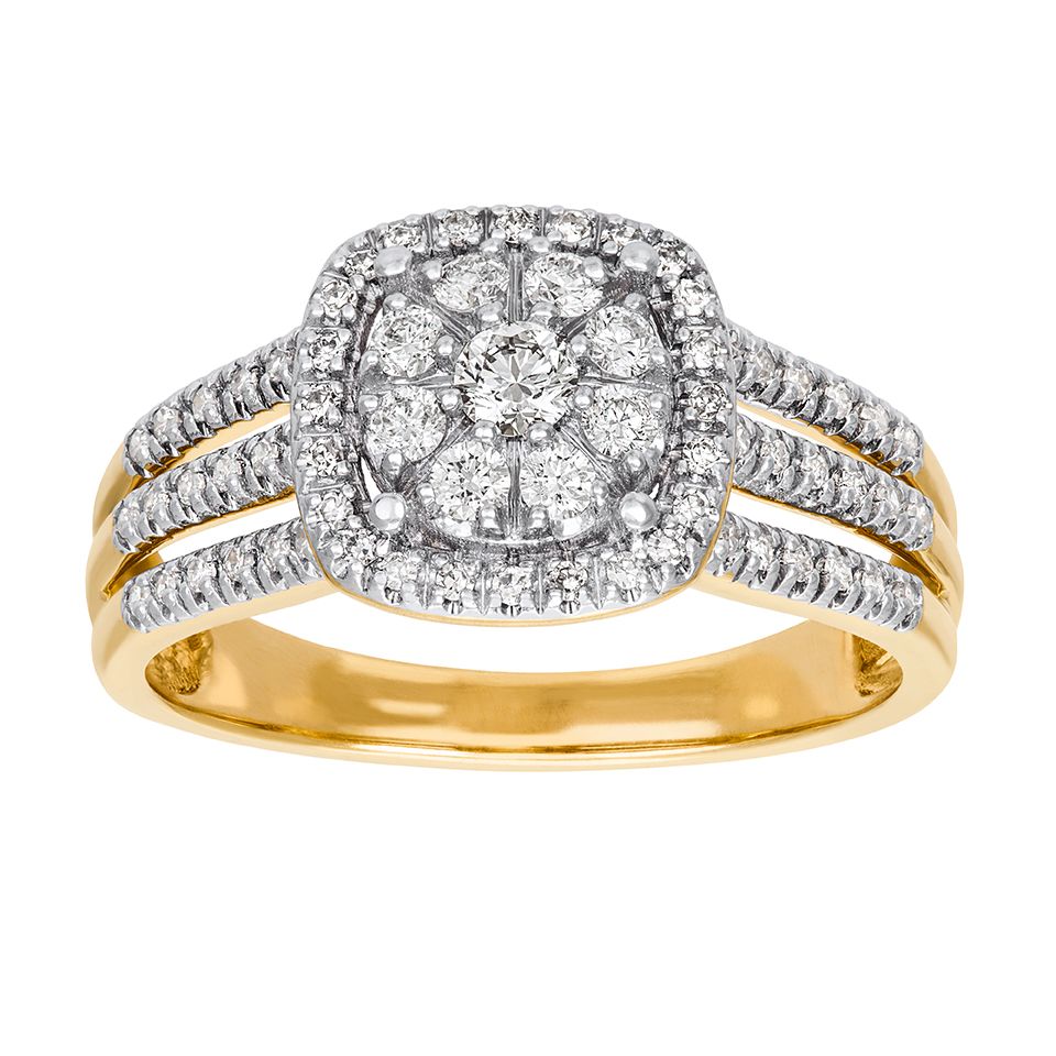 Diamantring i 18K guld, 17.5