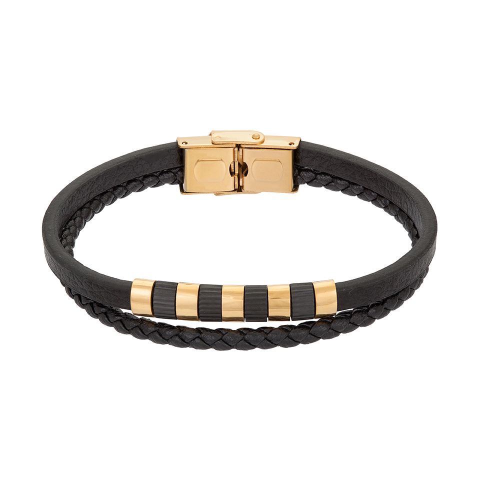 Armband i stål och läder