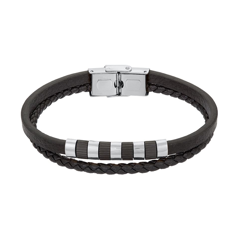 Armband i stål och läder