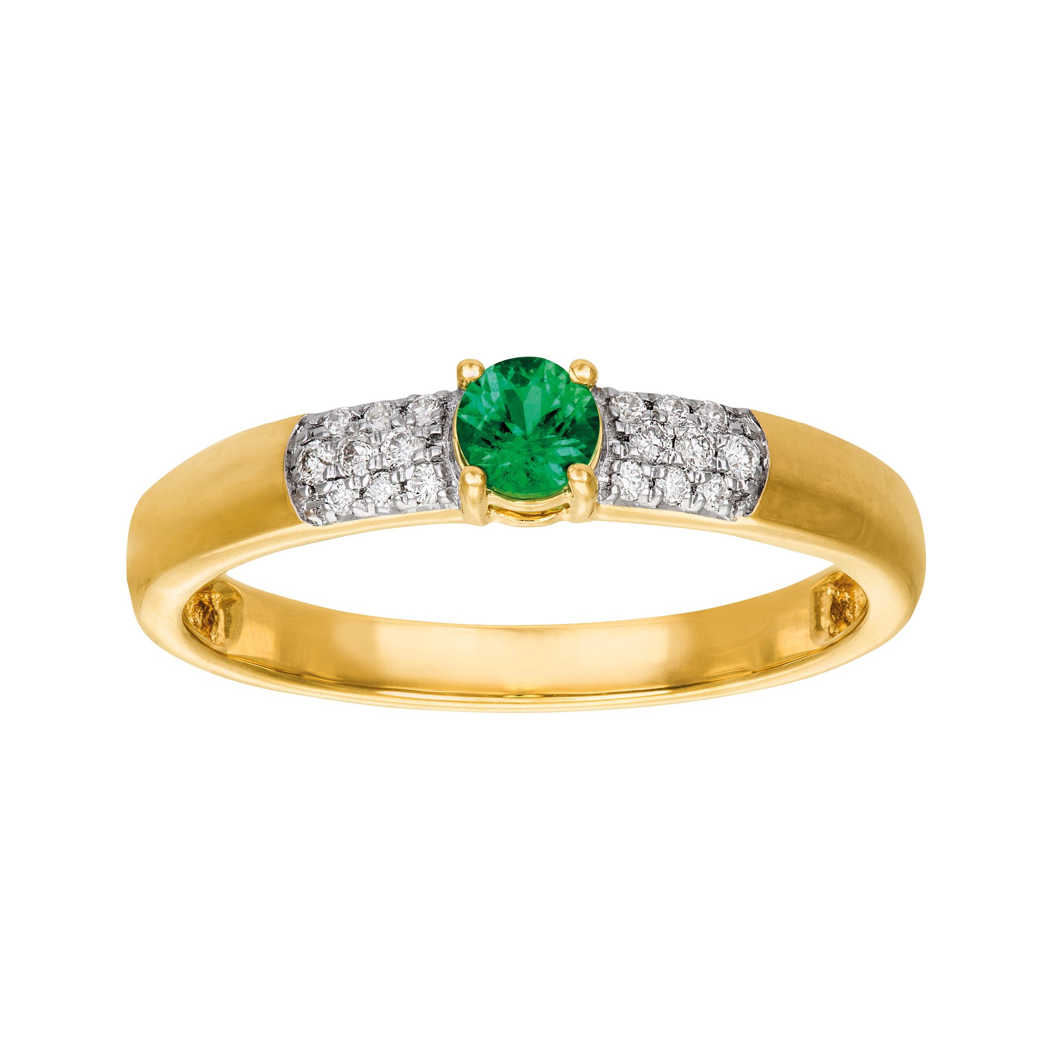 Diamantring i 18K guld med en smaragd, 15.0