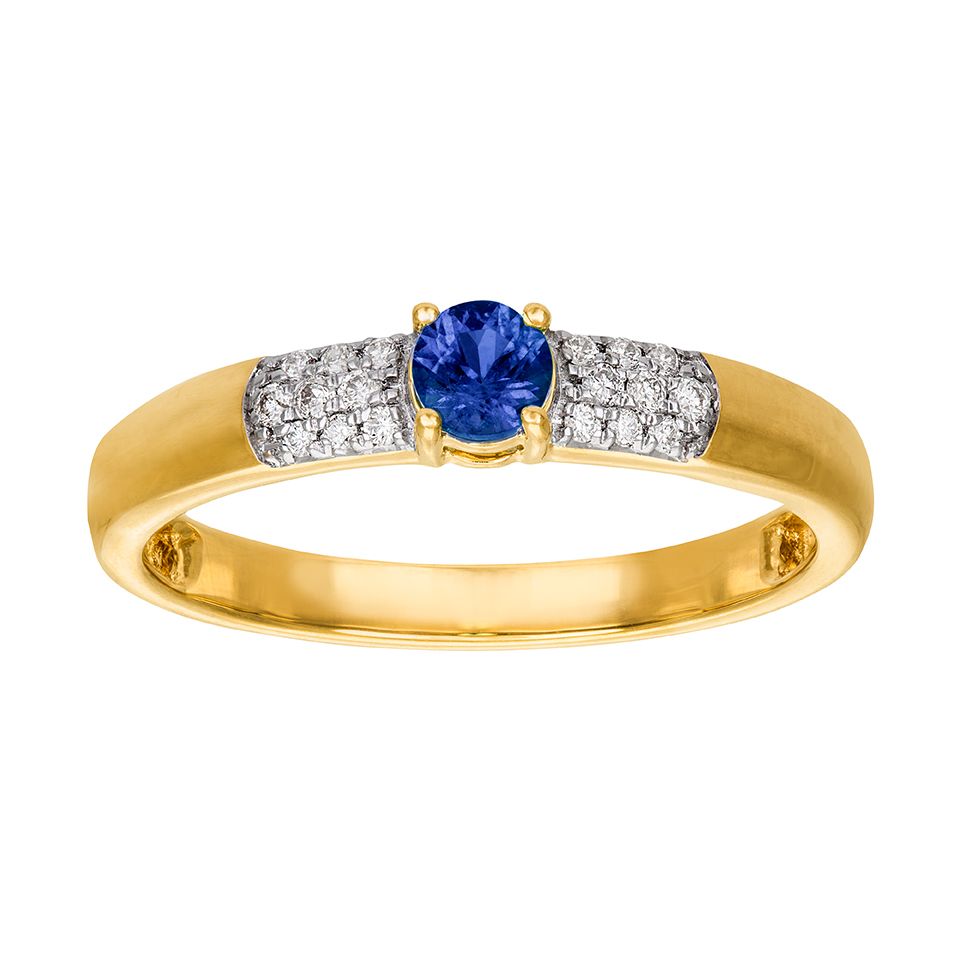 Diamantring i 18K guld med en safir, 15.0