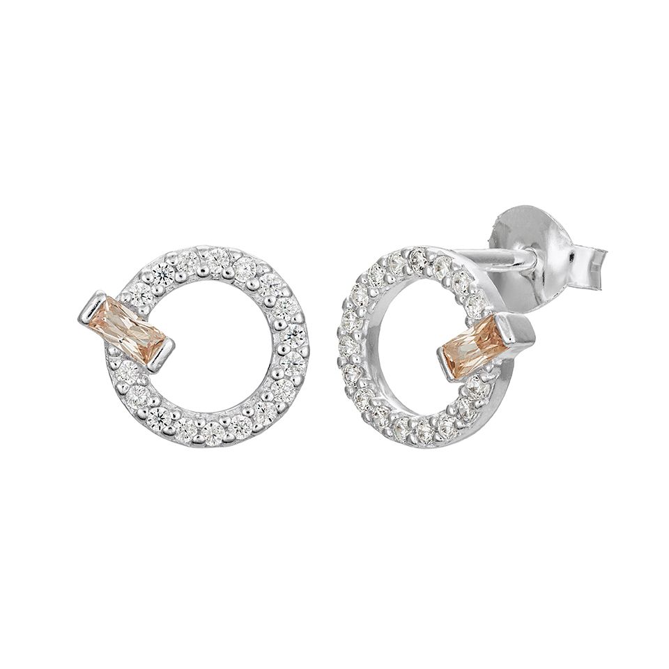 Örhängen i äkta silver cirkel med kubisk zirkonia