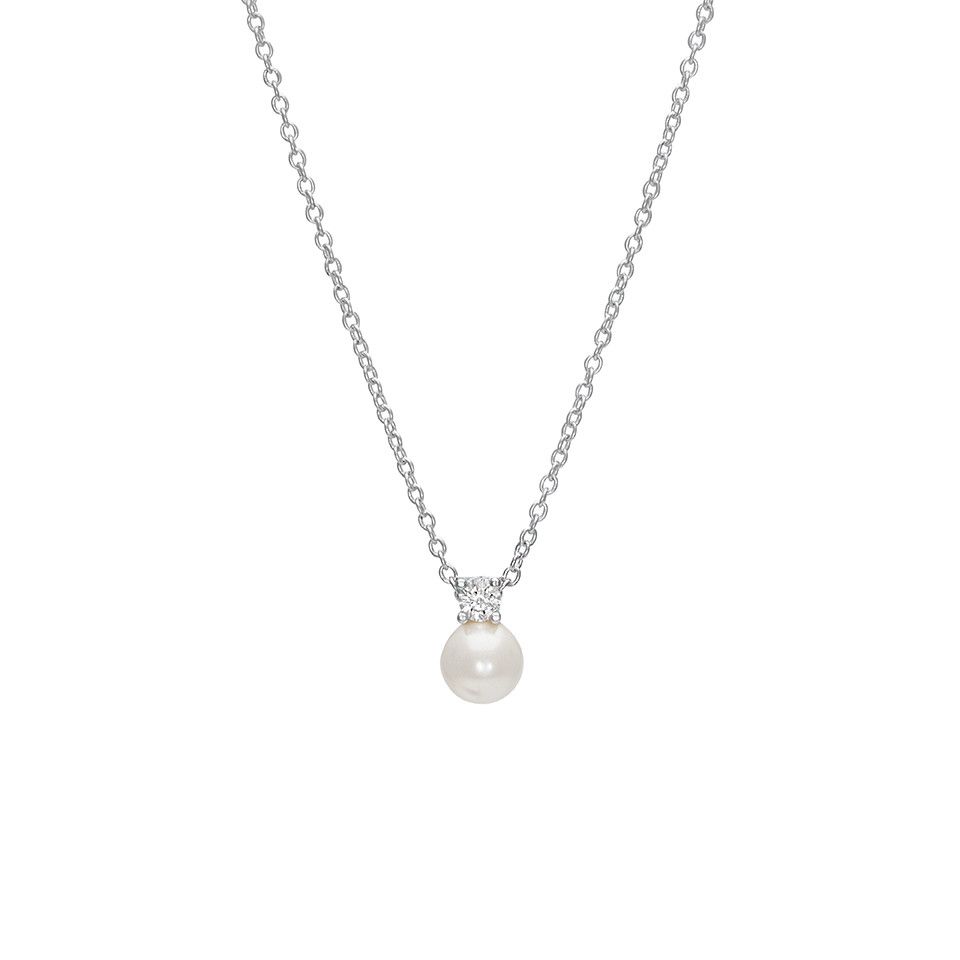 Halsband i äkta silver med pärla 200202
