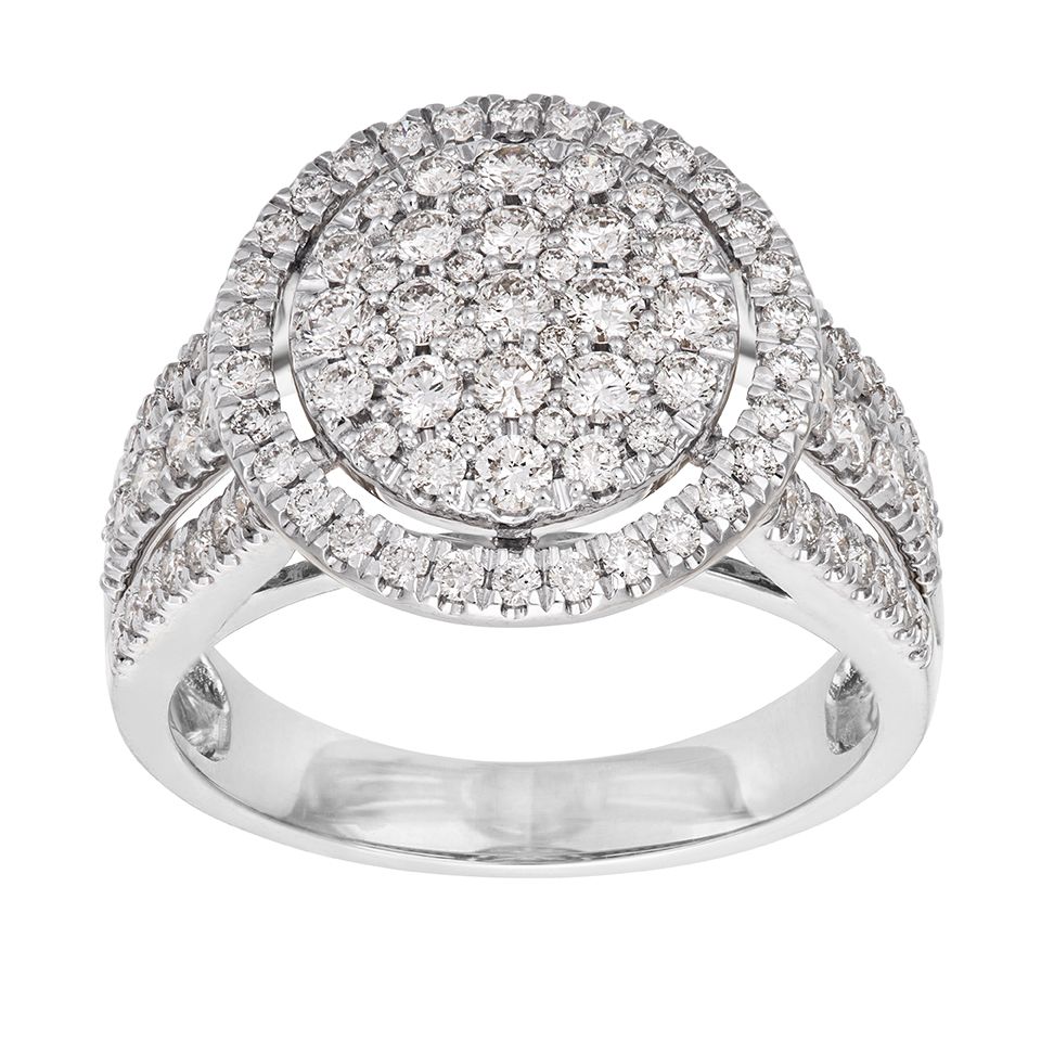 Diamantring i 18K guld med flera diamanter, 15.0