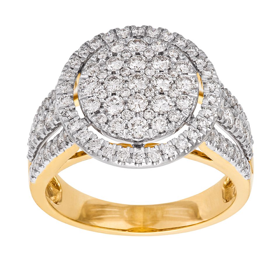 Diamantring i 18K guld med flera diamanter, 15.0