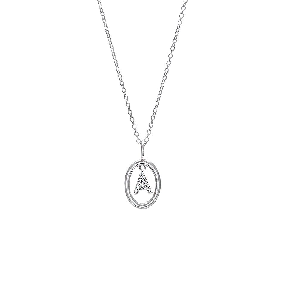 Halsband i &auml;kta silver bokstav A