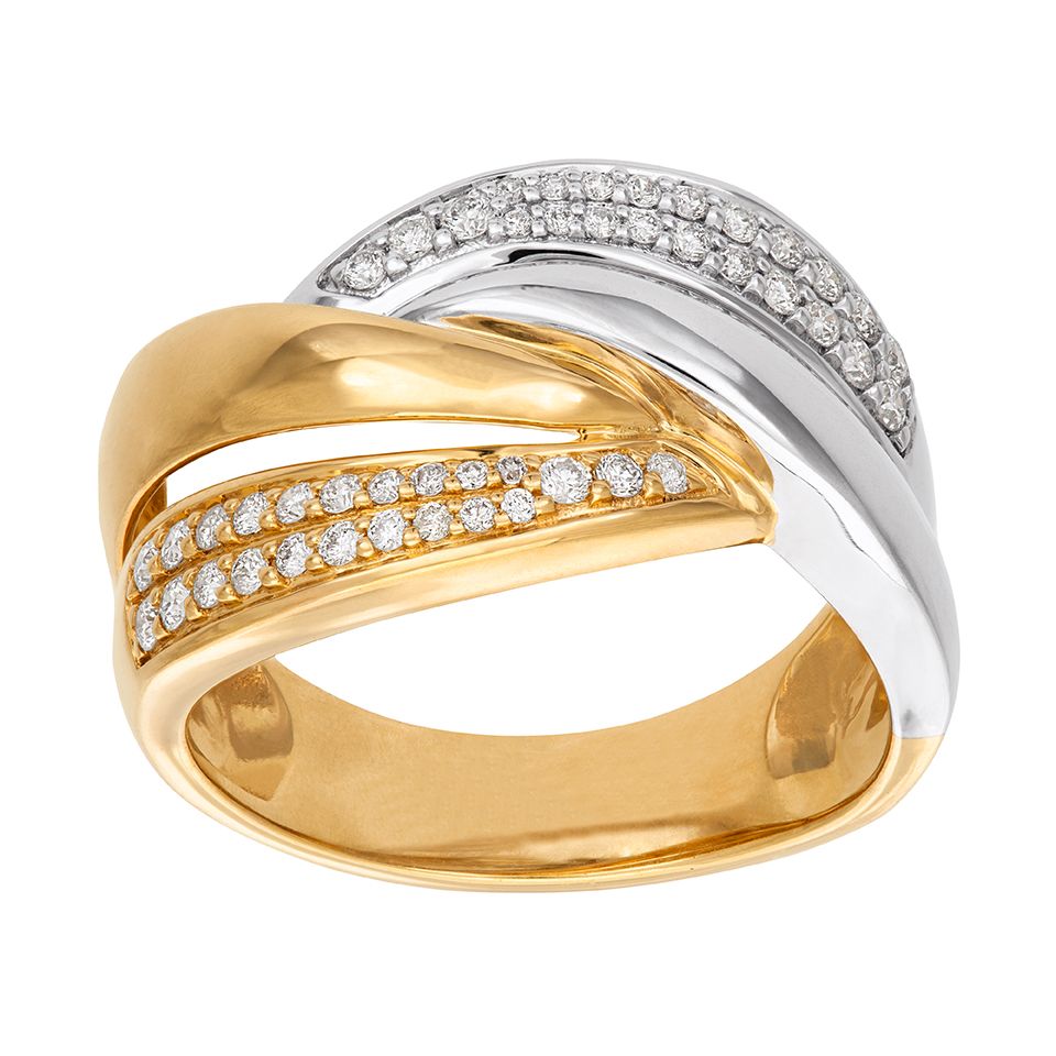 Diamantring i 18K guld - tvåfärgad, 16.5