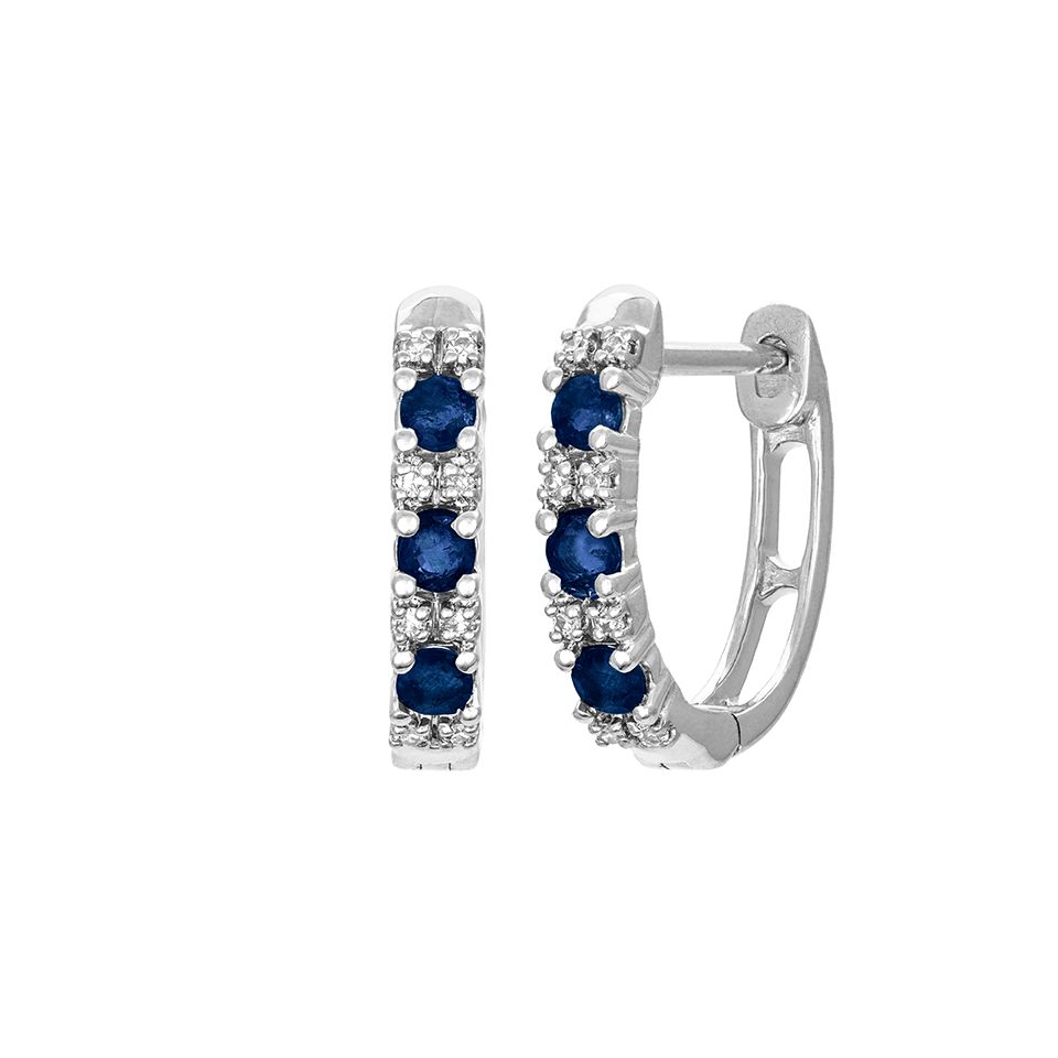 Diamantörhängen i 18K guld med safirer