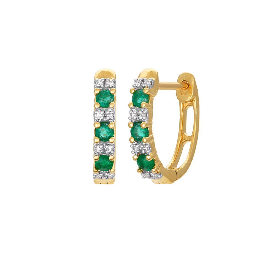 Diamantörhängen i 18K guld med smaragder