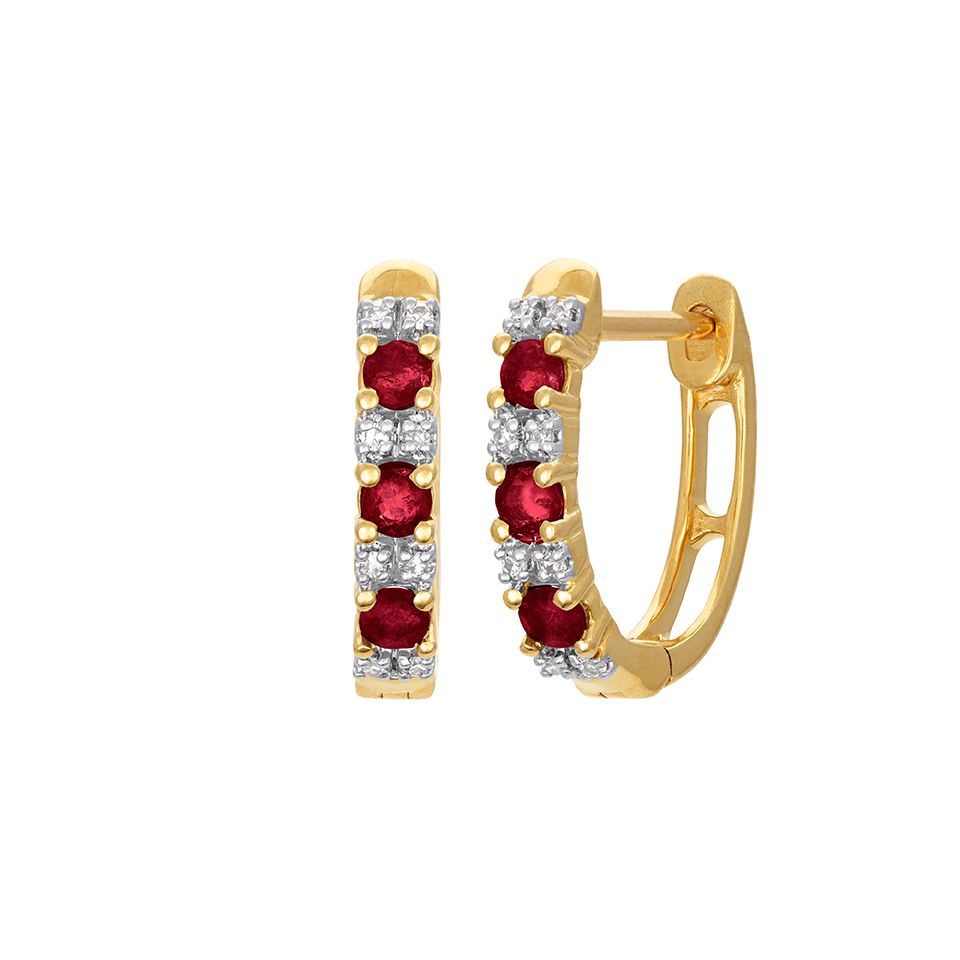 Diamantörhängen i 18K guld med rubiner