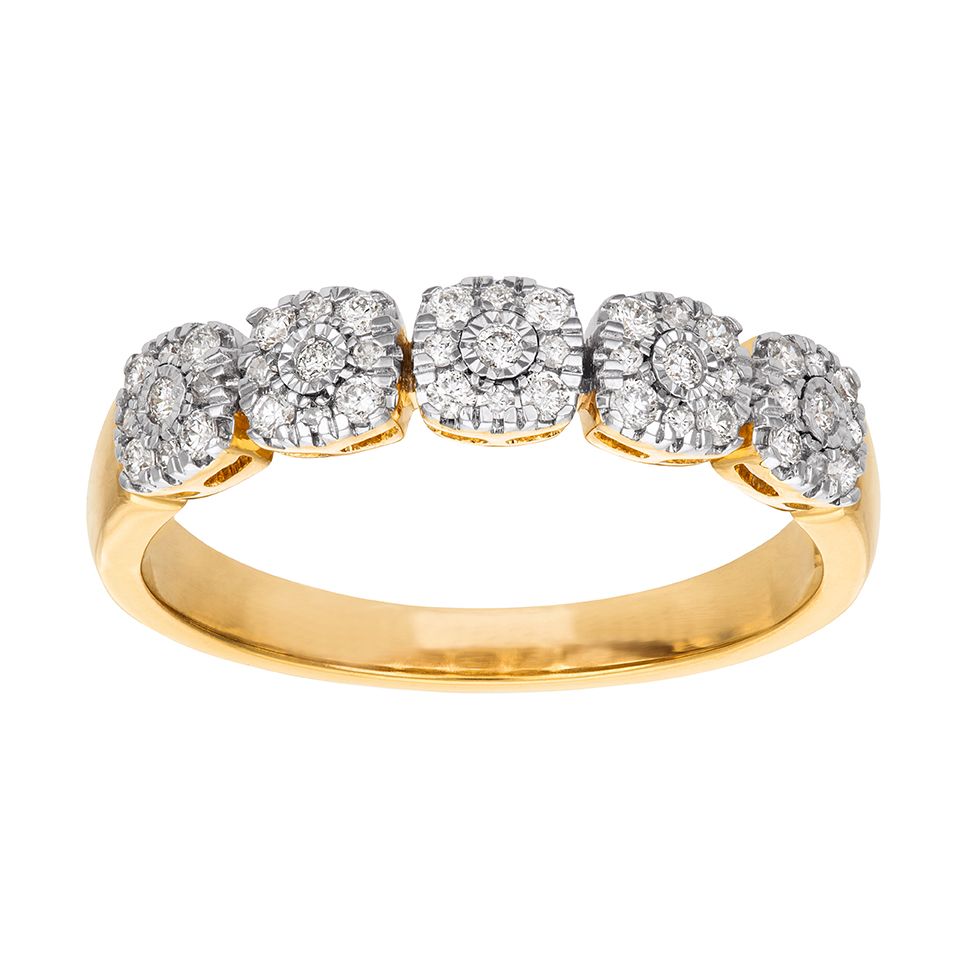 Diamantring i 18K guld med flera diamanter, 17.0