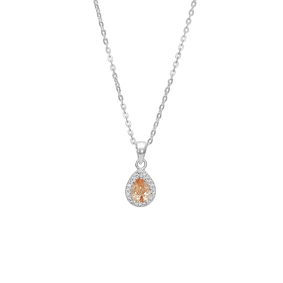 Halsband i äkta silver med gul droppe