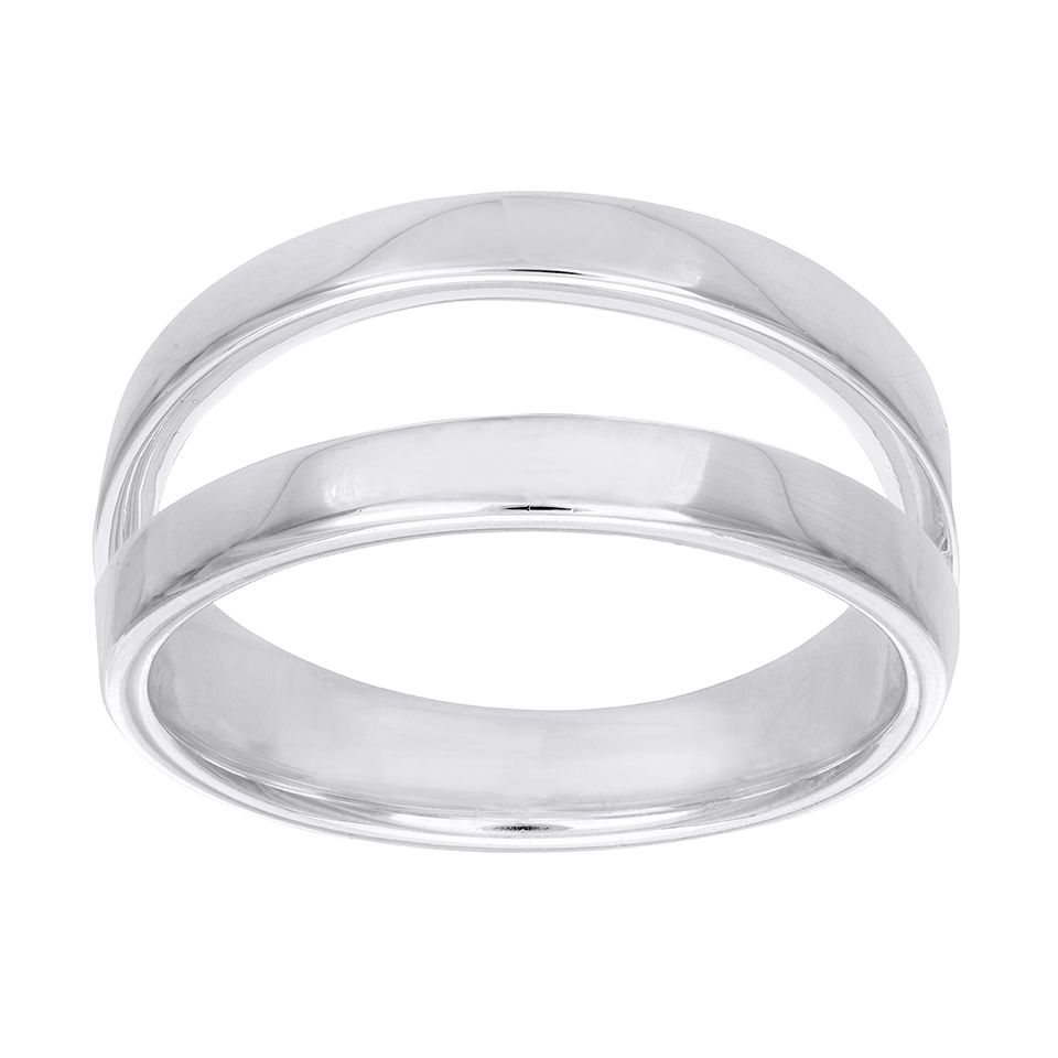 Ring i &auml;kta silver med tv&aring; rader, 19.0