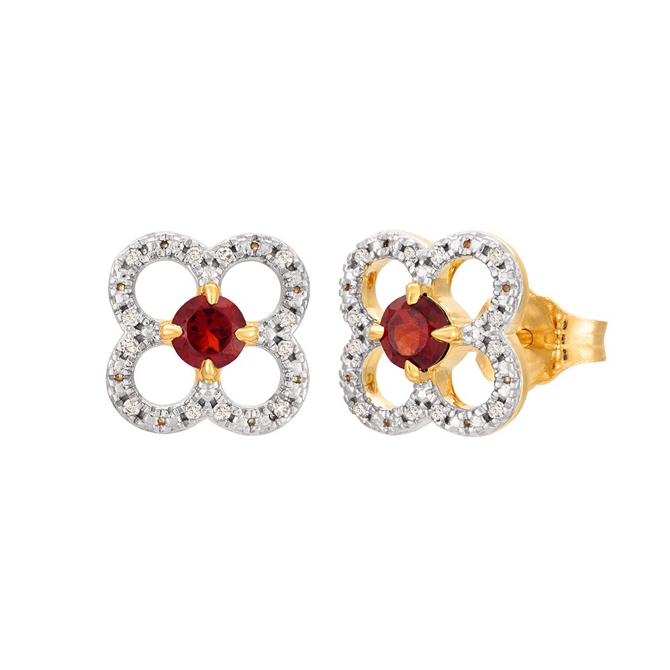 Diamantörhängen i 18K guld - Fyrklöver