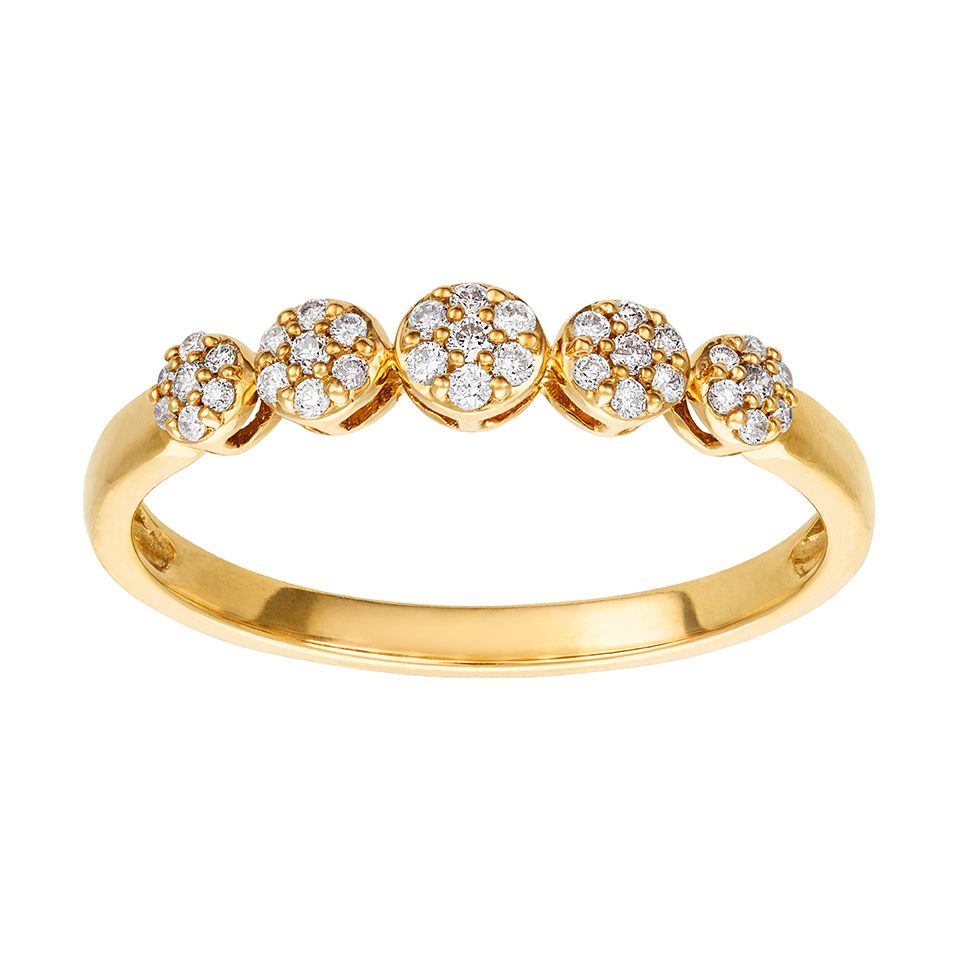 Diamantring i 18K guld med flera diamanter, 18.0