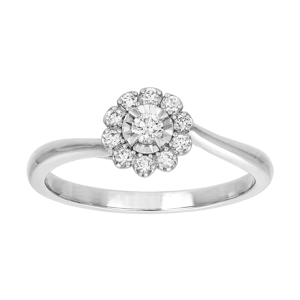 Diamantring i 18K guld - Halo, 19.0