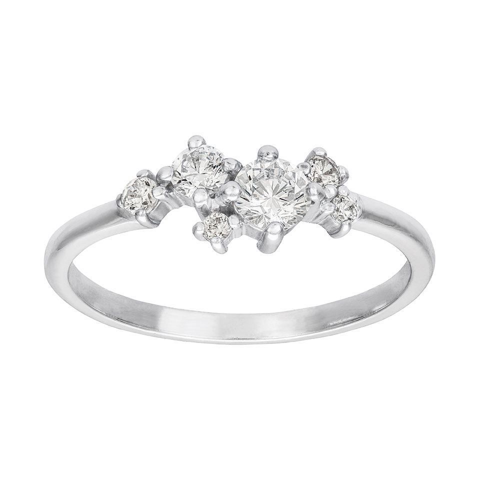 Ring i &auml;kta silver med kubisk zirkonia, 17.0