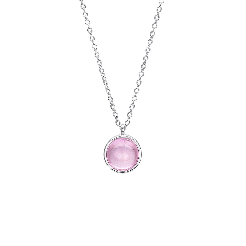 Halsband i äkta silver med en rosa sten