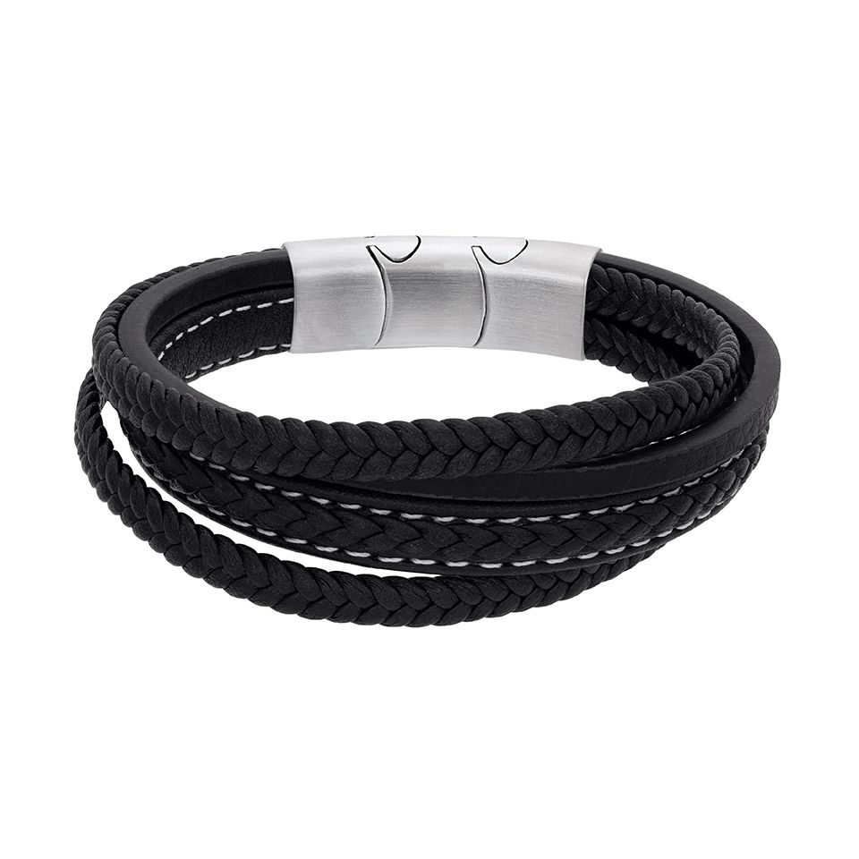 Armband i st&aring;l och l&auml;der