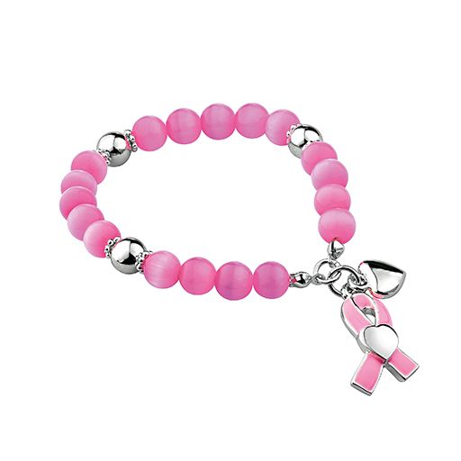 Rosabandet armband med rosa kulor